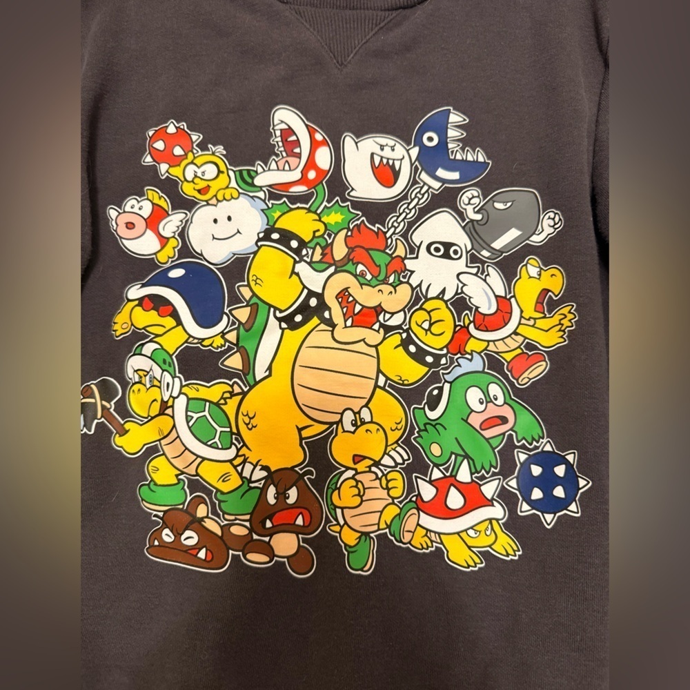 Super Mario Bros Boys Pullover Crewneck Sweatshirt Gray Size 8-9 Years - Picture 2 of 5